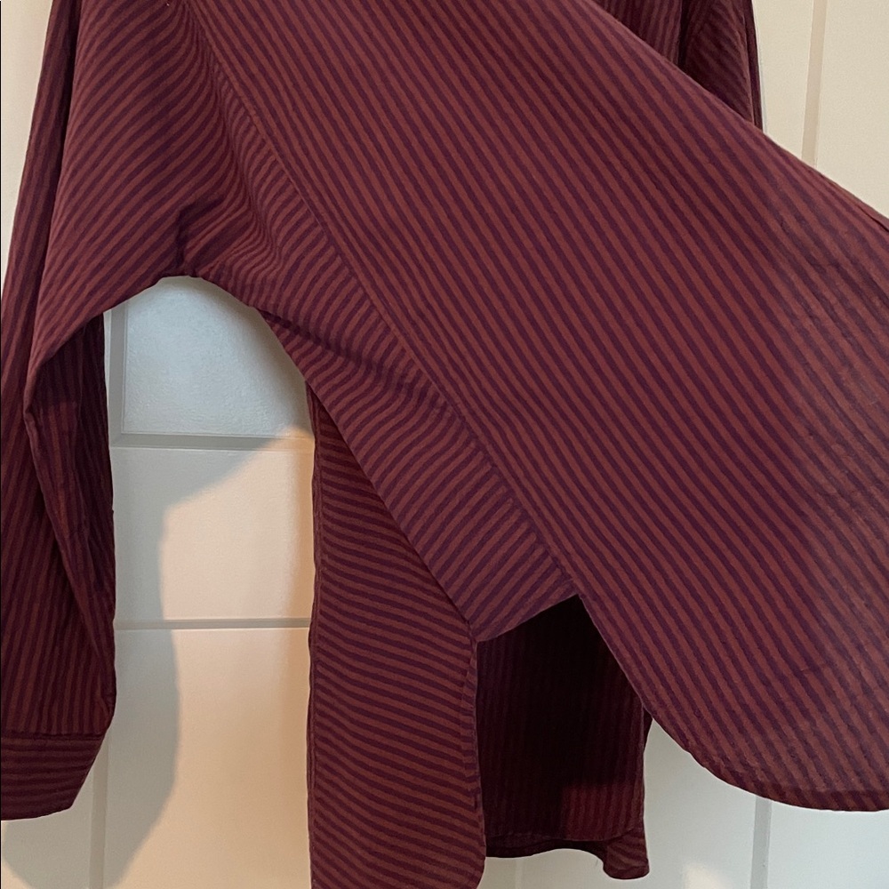 Madewell Burgundy Striped Button Down Shirt - Picture 6 of 6